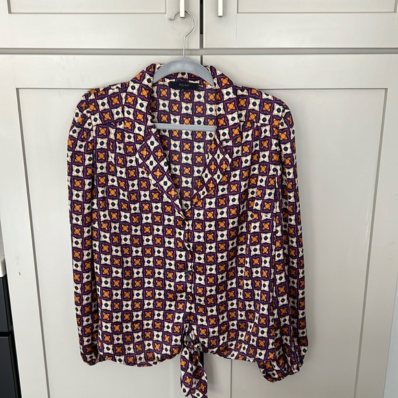 Eclair Top Blouse Long Sleeves Classy Lightweight Button up Collared Large L - Picture 8 of 8